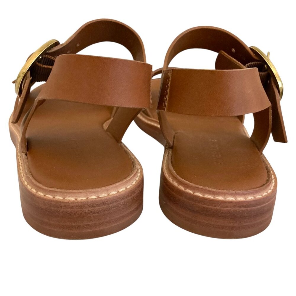 EVERLANE The Twin Buckle Leather Sandals Block Heel Retro 70s Brown - Picture 9 of 12